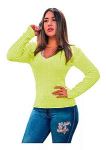 Blusa cardigan tricot trançadinho feminina