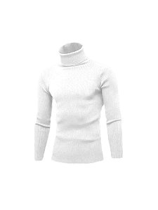 Cacharrel blusa tricot lã canelada gola alta