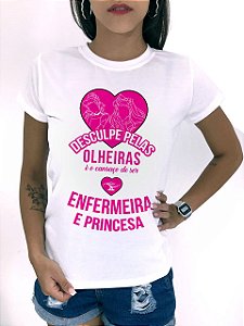 T-SHIRTS FEMININA POLIÉSTER OFF ENFERMEIRA E PRINCESA