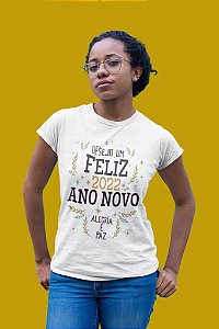 T-SHIRTS FEMININA ANO NOVO ALEGRIA E PAZ