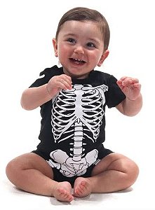 Body Macaquinho Bebê Esqueleto - Halloween