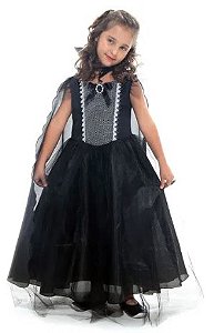 Fantasia Halloween Vestido Curto Vampira Adulto Com Dentadura