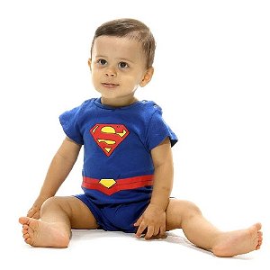 Fantasia Body Macaquinho Super Homem Bebê com Capa - Liga da Justiça