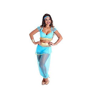 Fantasia Jasmine Azul Adulto - Carnaval
