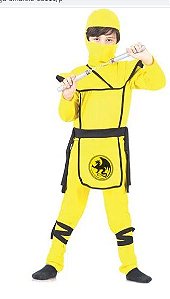 Fantasia Guerreiro Ninja Amarelo Infantil Luxo