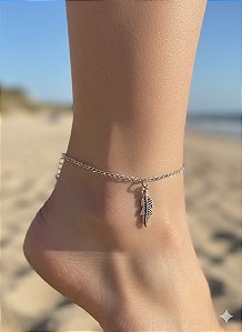 Tornozeleira de Prata Pena