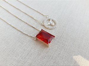 Escapulário Espírito Santo e Zircônia Rubi