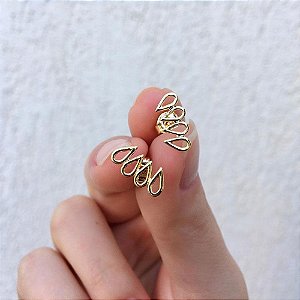 Brinco gotas minimalista ear cuff folheado a ouro 18K hipoalergênico