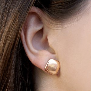 Brinco quadrado liso folheado a ouro 18K hipoalergênico