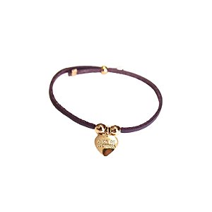 Pulseira infantil lilás Amor de Madrinha gravação folheada a ouro 18K hipoalergênico