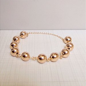 Pulseira  bolas maxi folheada a ouro 18K hipoalergênico