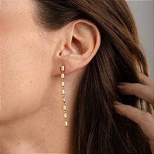 Brinco sofisticado detalhes escovados maxibrinco folheado a ouro 18K hipoalergênico