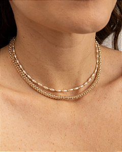 Colar choker gomos robusto folheado a ouro 18K hipoalergênico