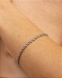 Pulseira  cordão baiano 4mm banho de ródio hipoalergênico