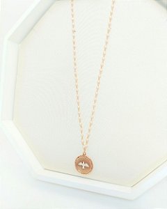 Colar longo pérolas pingente Vinde Espírito Santo folheado a ouro 18K hipoalergênico