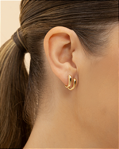 Brinco ear hook duas voltas folheado folhado a ouro 18K hipoalergênico