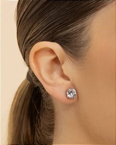 Brinco ponto de luz zircônia galeria garras banho de ródio hipoalergênico