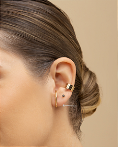 Brinco ear hook arco slim folheado a ouro 18K hipoalergênico