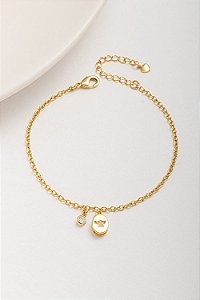 Pulseira pingente Espírito Santo e zircônia folheado a ouro 18K hipoalergênico