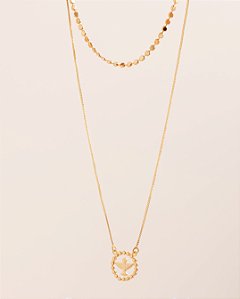 Colar pingente Espírito Santo duas voltas folheado a ouro 18K hipoalergênico