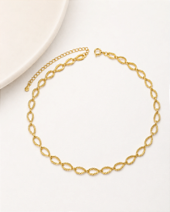 Colar choker gotas vazadas acabamento fosco folheado a ouro 18K hipoalergênico