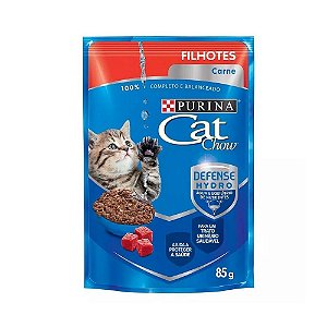 Ração Úmida Nestlé Purina Cat Chow para Filhotes - Sachê Carne ao molho 85g