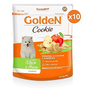 Golden Cookie para Cães Filhotes Maça e Aveia 350g - kit com 10 unidades