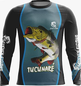 Camisa de Pesca Manga Comprida  Seven Fishing com Estampa Tucunaré - Gola Careca