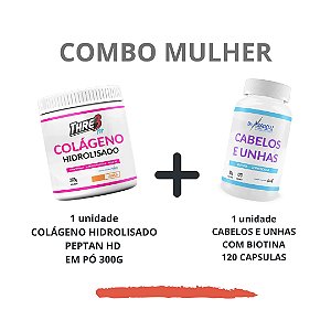 COMBO MULHER - 1 UNID COLÁGENO HIDROLISADO + 1 UNID CABELOS E UNHAS 120 CPS