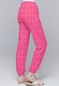 Calça Jogger Pijama Cordao Bolso Malha Viscose Pink Com Forro