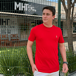 Camiseta Ralph Lauren Vermelho Logo Colorido