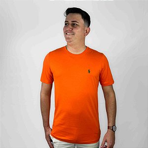 Camiseta Ralph Lauren Laranja Logo Clássico Verde