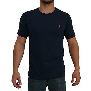 Camiseta Ralph Lauren Preta Logo Clássico Vermelho