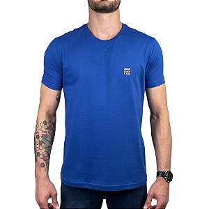 Camiseta Kingejoe Azul Royal Slim Estampada Peito