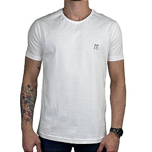 Camiseta Kingejoe Branco Slim Estampada Peito