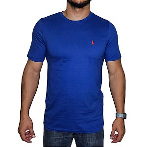 Camiseta Ralph Lauren Azul Royal Logo Clássico Laranja