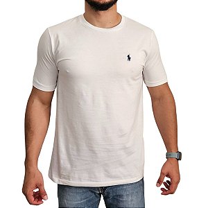 Camiseta Ralph Lauren Branco Logo Azul Marinho