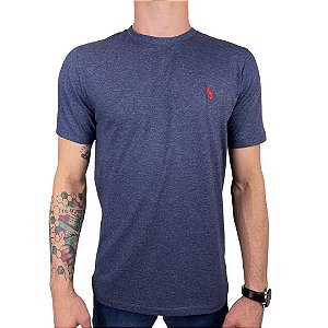 Camiseta Ralph Lauren Marinho Mescla Logo Clássico Vermelho