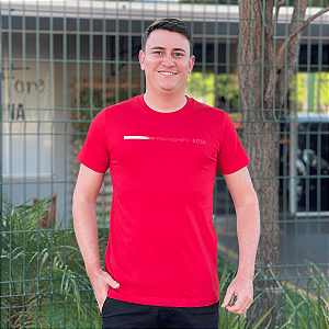 Camiseta Hugo Boss Vermelho Porche Estampado