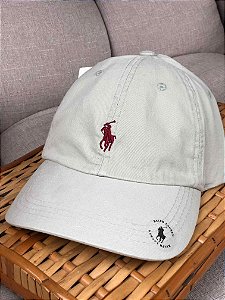 Boné Ralph Lauren Bege Logo Vermelho