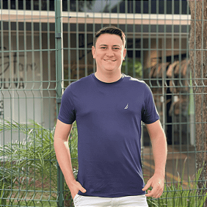 Camiseta Nautica Marinho Clássica Bordado