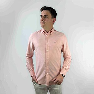 Camisa Tommy Hilfiger Manga Longa Oxford Salmão Solid Heritage Regular Fit