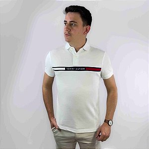 Polo Tommy Hilfiger Branco Hilfiger Chest Insert