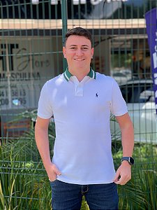Polo Ralph Lauren Branco Gola Verde Listra Branco Clássico Verde