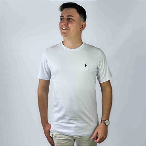 Camiseta Ralph Lauren Branco Logo Azul Marinho