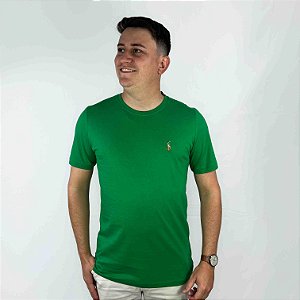 Camiseta Ralph Lauren Verde Bandeira Logo Colorido