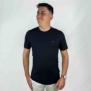 Camiseta Ralph Lauren Preto Logo Clássico Vermelho