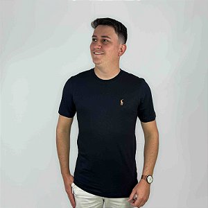 Camiseta Ralph Lauren Preto Logo Colorido