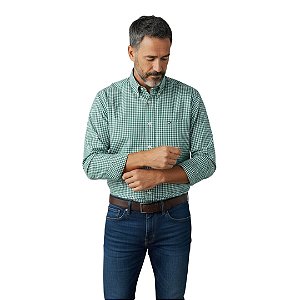 Camisa Tommy Hilfiger Manga Longa Xadrez Verde Logo Clássico