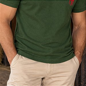 Polo Ralph Lauren Verde Militar Big Pony Logo Vermelho